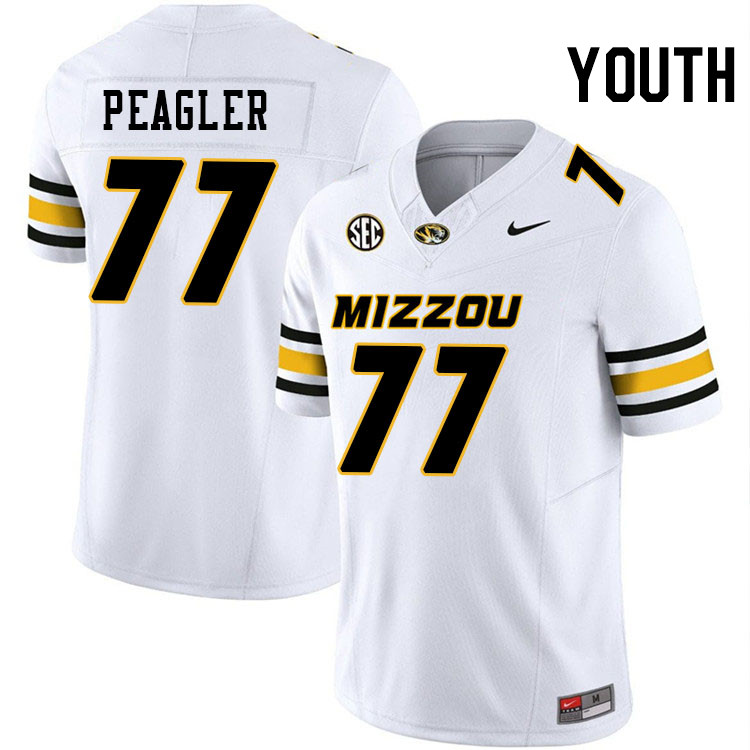 Youth #77 Curtis Peagler Missouri Tigers College Football Jerseys Stitched-White